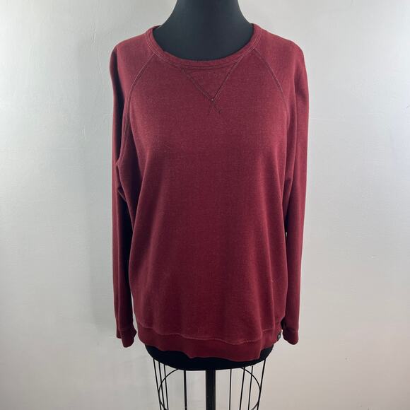 PACT Organic Burgundy Sweatshirt Cotton Crew Neck Raglan Sleeve Pullover Large L - Picture 2 of 7